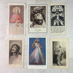 Cards with religious  illustrations. Set of 6. Holy Cards, Bible markers, religion ephemera, prayer cards, journaling.