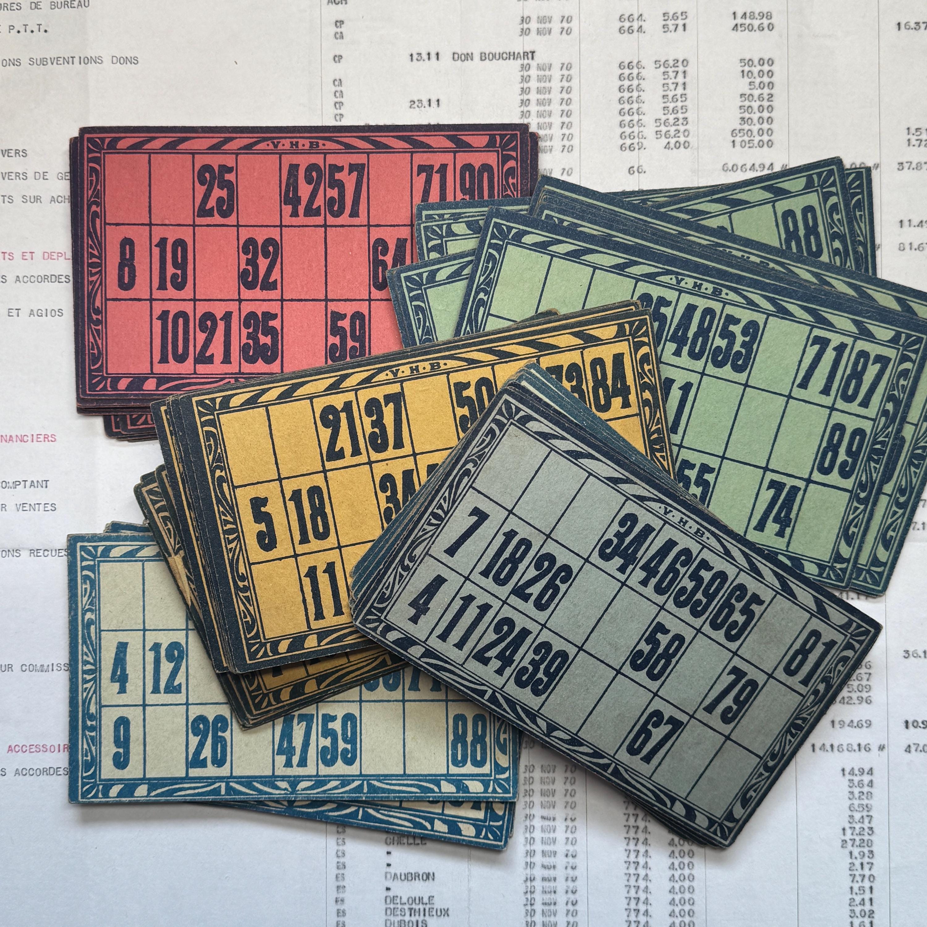 アンティーク　フランス　LOTO ビンゴ フランスの古いビンゴゲームカード。美しい書体で書かれた