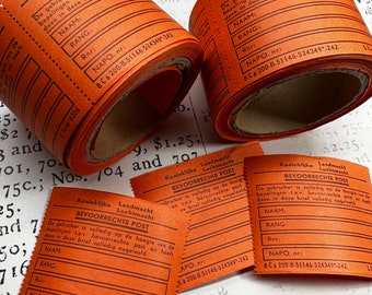 Vintage Dutch Army & Air Force postal labels - rare rubberized labels for privileged mail. Orange labels