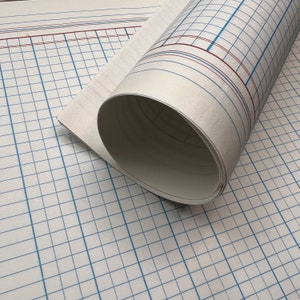 6x 1970's French ledger graph paper sheets