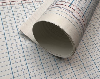 6x 1970's French ledger graph paper sheets