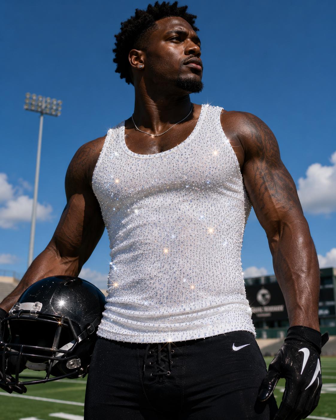 8,000 Diamond Swarovski Crystal Diamond Encrusted All Over ribbed tank top ( 3+ Colors UNISEX ) INSANE Wearable ART