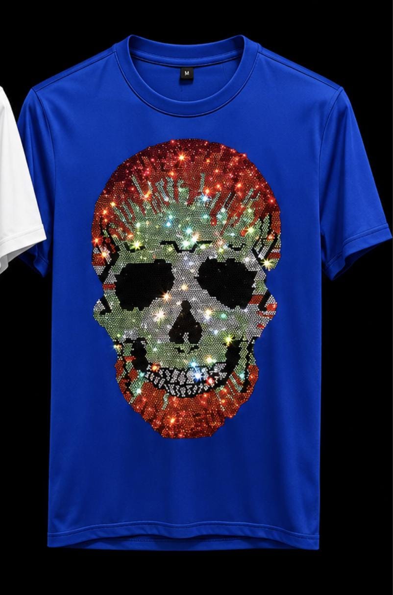 Swarovski Crystal Skull Rhinestone T-shirt – Handmade Statement