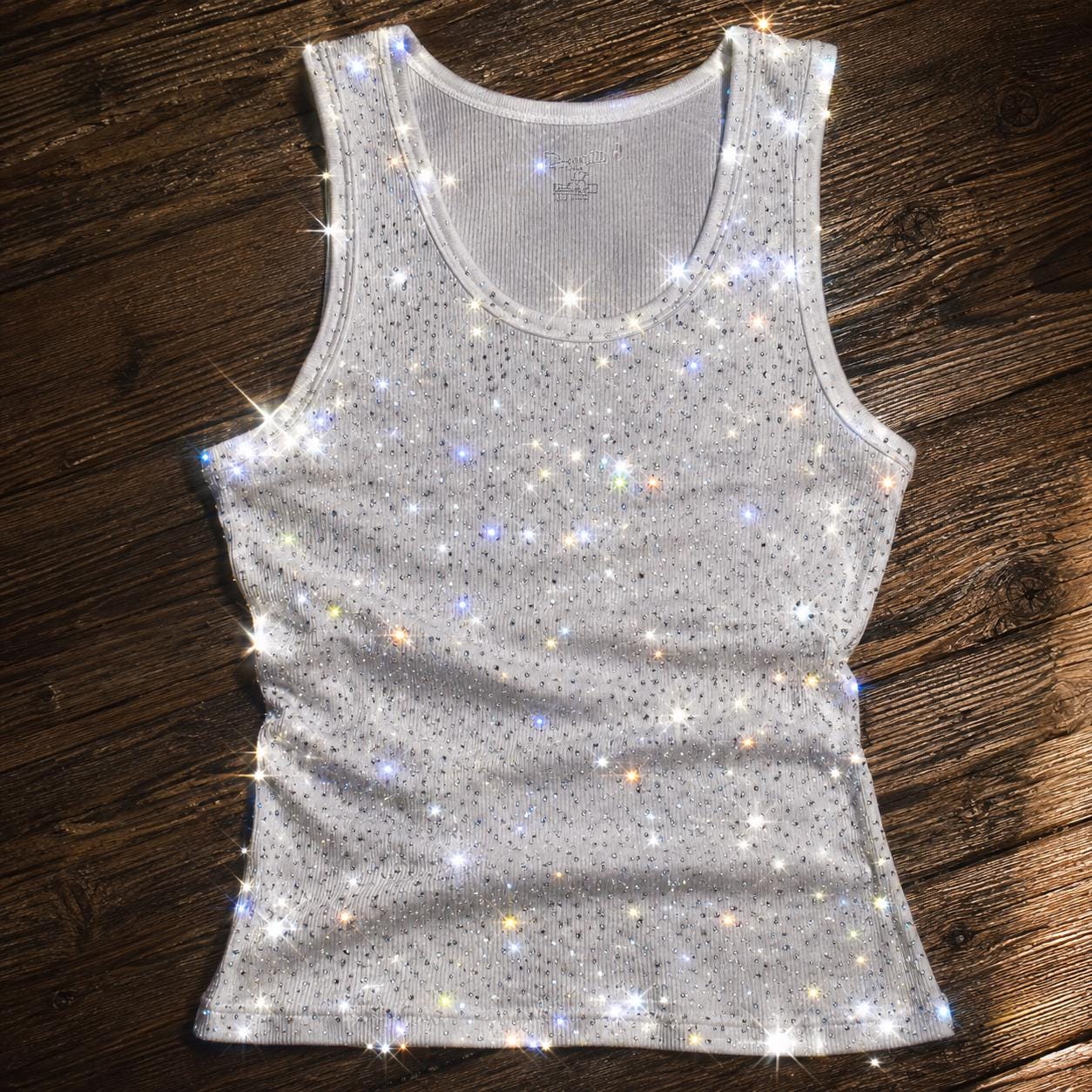 8,000 Diamond Swarovski Crystal Diamond Encrusted All Over ribbed tank top ( 3+ Colors UNISEX ) INSANE Wearable ART