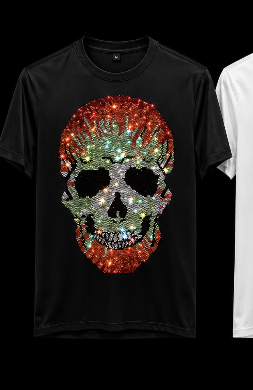 Swarovski Crystal Skull Rhinestone T-shirt – Handmade Statement
