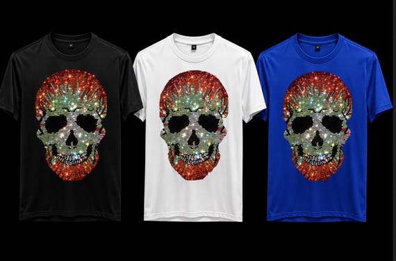 トップス GRANCY Skull Rhinestone Design T-shirt Swarovski Crystal Skull Rhinestone T-shirt – Handmade Statement