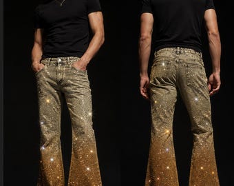 Swarovski Crystal Flared Jeans - Handverschönerte Unisex Statement Denim UNISEX