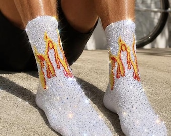 AG* Swarovski Flame Crystal Scatter Version_3.0  Crew Socks