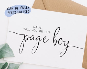 Page Boy Proposal Card, personalised page boy card, Will you be our page boy card, wedding proposal card, personalised wedding card, WP121