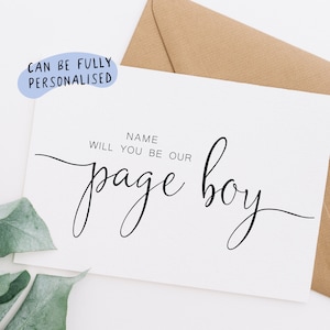 Page Boy Proposal Card, personalised page boy card, Will you be our page boy card, wedding proposal card, personalised wedding card, WP121
