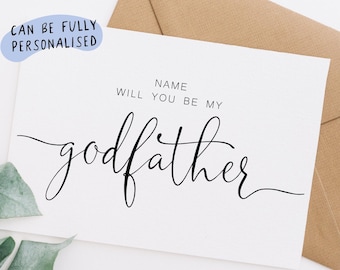Godfather Proposal Card, personalised godfather card, Will you be my godfather card, card for godfather, godparents proposal card, WP128