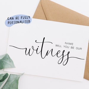 Witness Proposal Card, personalised witness card, Will you be our witness card, wedding proposal card, personalised wedding card, WP122