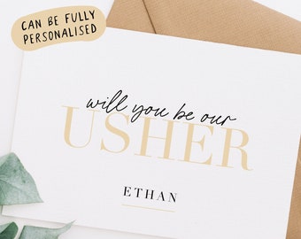 Will You Be Our Usher Card, Personalised Usher Wedding Proposal Card, Card For Usher, Personalised Wedding Proposal Cards, Withpuns, WD84