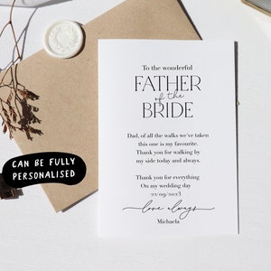 personalised Father of Bride Card, personalised Dad Wedding Card, Wedding Thank You Card for dad, to dad on my wedding day card, Kj71