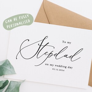 to my dad on my wedding stepdad, stepdad on my wedding day card, on my wedding day cards personalised, personalised wedding day card, kj86