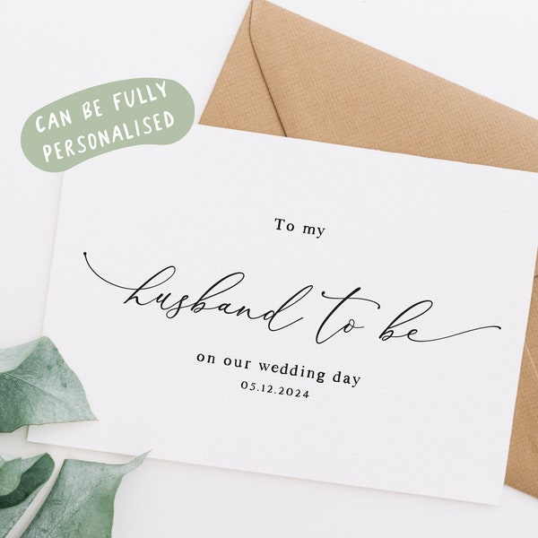 to my husband on our wedding day, card for future husband wedding day, card for groom from bride, groom card for wedding day, withpuns kj90