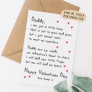 Valentine's Day card from the bump, Valentines day card for Daddy, personalised from the bump card, personalised valentines day cards, VL1