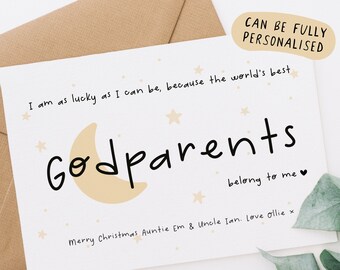 Personalised christmas card for godparents, godmother christmas card, godparents thank you card, christmas cards uk, godparent card uk, N24C