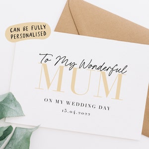 Personalised to my mum on my wedding day card, wedding day cards, wedding day card to my mum, custom wedding day card for mum for mom, WD42