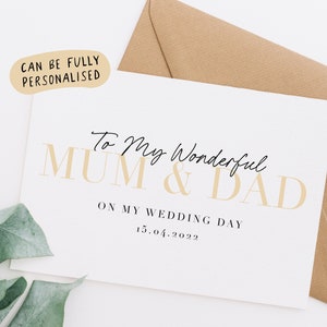Personalised to my mum and dad on my wedding day card, wedding day cards, wedding day card to my mum and dad, wedding day card parents, WD44