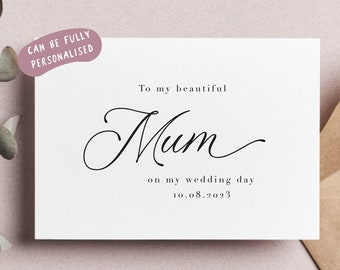 wedding day card for mum personalised, wedding day mum card, wedding day card to stepmum, to mum wedding day card, withpuns, co-a12