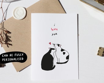 valentines card cat, Funny Love Card, anniversary cards. i love you card, Card for boyfriend, card for husband, card for him, FL43