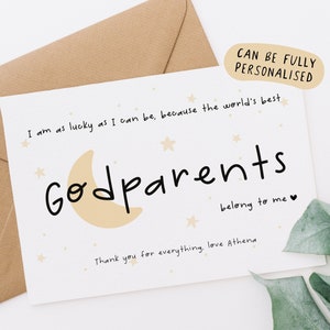 Thank you for being my godparents card, personalised thank you card godparents, thank you godparents card uk, thank you card godparent, N24
