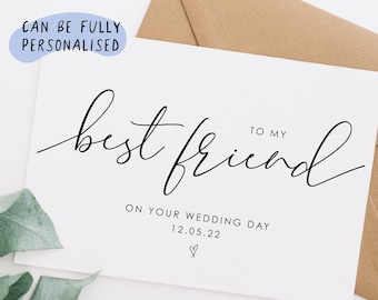 Wedding day card best friend, To my best friend on your wedding day card, personalised wedding day card for best friend, wedding card, WD22