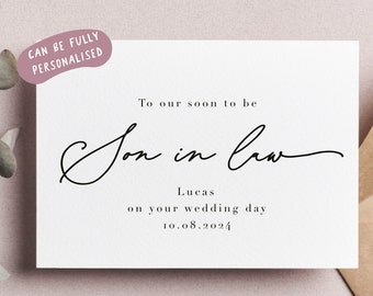 son in law wedding day card, to our soon to be son in law on your wedding day card, personalised son in law wedding card, withpusn,co-a69