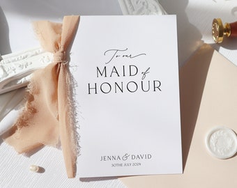 to my maid of honour on my wedding day card, thank you for being my maid of honour card, wedding day card personalised, withpuns,  ri-70