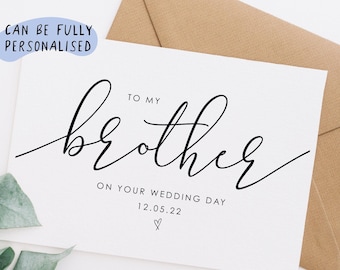 Wedding day card brother, To my brother on your wedding day card, personalised wedding day card to brother, custom wedding day cards, WD29