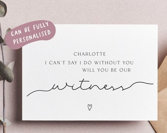 Will You Be Our Witness Card, Personalised Witness Wedding Proposal Card, Card For Witness, Personalised Wedding Proposal Cards, co-a23