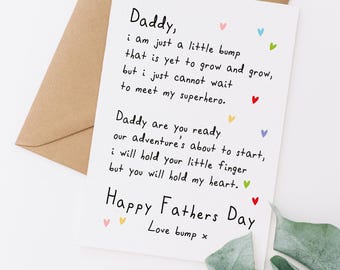 Fathers day card from the bump, Fathers day card for Daddy, personalised from the bump card, personalised father's day cards for daddy, VL1f