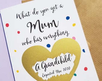 what do you get a mum who has everything card, another grandchild card,  Pregnancy announcement Card, pregnancy reveal to parents, bs110