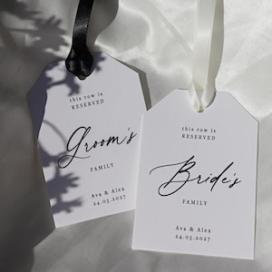This Row Is Reserved Wedding Seat Tags, personalised reserved row seat tags, wedding chair seat name tags, wedding ceremony seating, TG-22