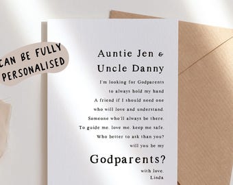 will you be my godparents card, godparent personalised card, godparent christening card, godparents proposal poem, withpuns, kj94
