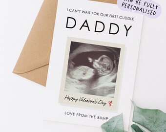 Happy Valentines Day card for Daddy, valentines day card from the bump, personalised baby scan card, personalised from the bump cards, VL7