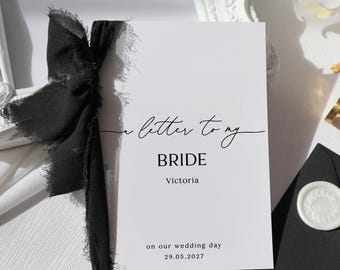 Wedding Letter to Bride Card, personalised love letter, wedding day letter to my bride card, on our wedding day card, wedding cards, rk-23