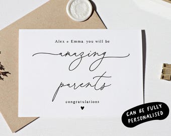 baby shower card for mum and dad, card for new parents to be, card for mummy to be,  pregnancy announcement congratulations card, op62