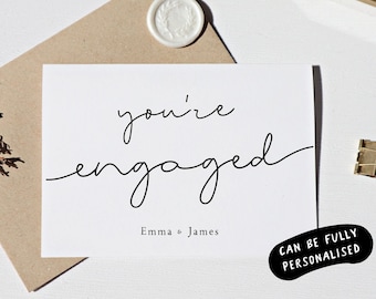 engagement congratulations card personalised, Personalised Engagement Cards, you're engaged card personalised, friend engagement card, op22