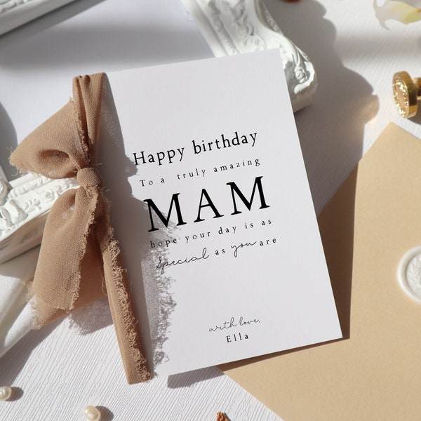 Personalised Luxury birthday card for mam,  Luxury Handmade Mum Birthday Card, cards for mother's birthday, mam birthday card, ri-02