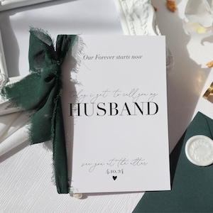 Carte à mon mari, carte personnalisée pour le marié, carte pour le marié de la mariée, carte pour le futur mari le jour de notre mariage, avec jeux de mots, op-49 image 1