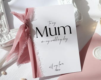 Personalised Wedding Day Card for Mum and Dad with Ribbon and Wax Seal Names, ri-73