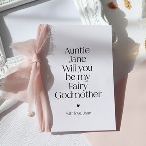 will you be my fairy godmother card, personalised fairy godmother card, card for fairy godmother, personalised godparents cards, ri-75