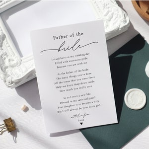 card for father of the bride, personalised wedding thank you card, thank you card to my stepdad, dad on my wedding day card, bride to, op41