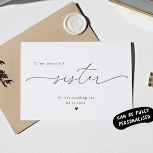 to my sister wedding day card personalised, sister wedding day card, brother wedding day card, wedding card for sister, withpuns, op2