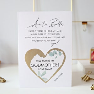 will you be my godmother card, godmother proposal card, fairy godmother card, godparents proposal card,  personalised scratch card, kj80