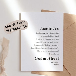 godmother proposal card, godparent proposal card, will you be my godmother proposal, godparent cards baptism, be my godmother card, kj94