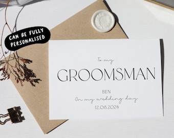 to my groomsman on my wedding day card, groomsman wedding day card, thank you for being my groomsman card, groomsman thank you gift, co-a13