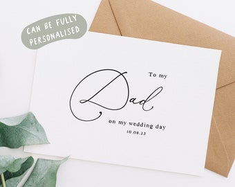 to my dad on my wedding day, dad on my wedding day card, on my wedding day cards personalised, personalised on my wedding day card, kj86